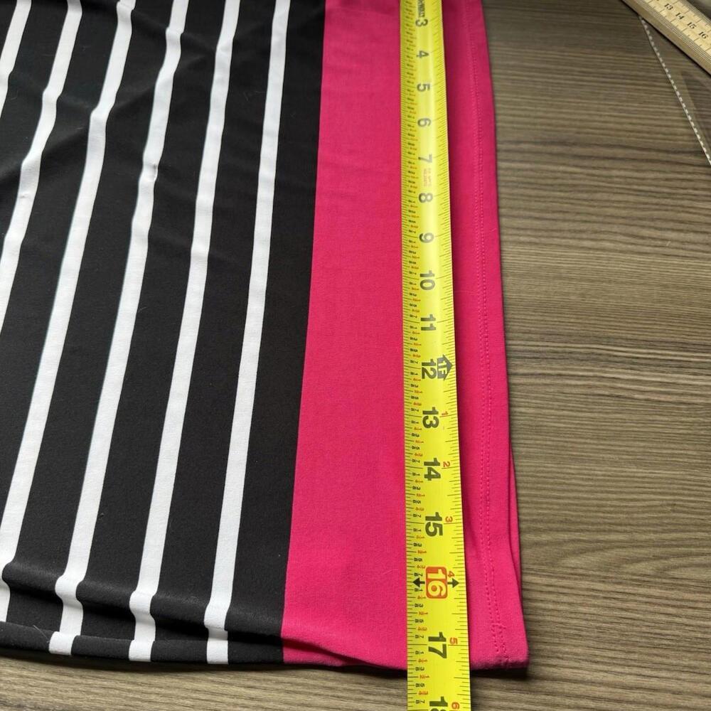 Liz Claiborne Dress Women's Sz S Belted Sheath 3/4 Sleeve Knee Length Striped - Picture 7 of 12